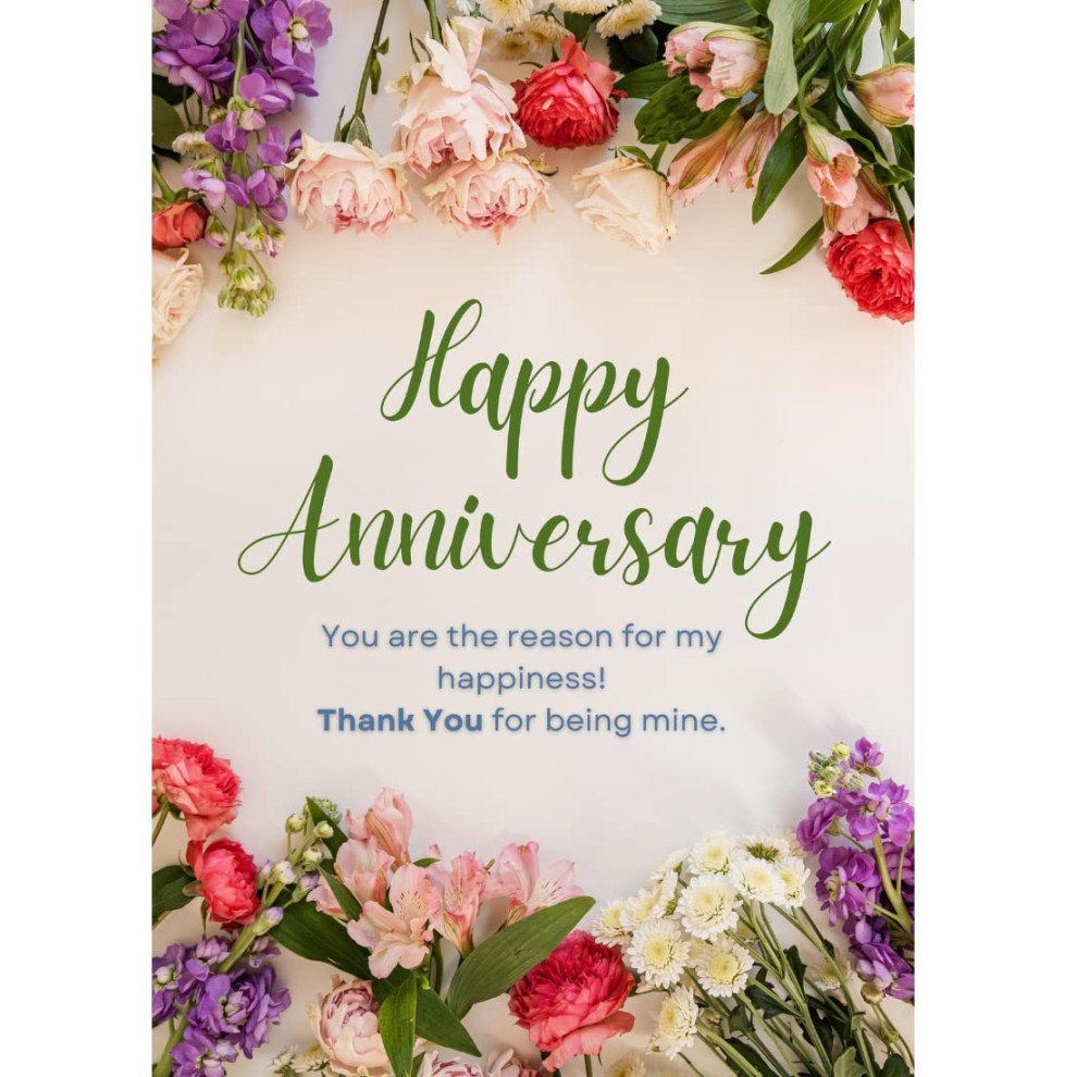 AanyaCentric Wedding Anniversary Gift - Printed Greeting Card A Size with Handmade Envelope - Perfect Marriage Anniversary Card for Husband or Wife -