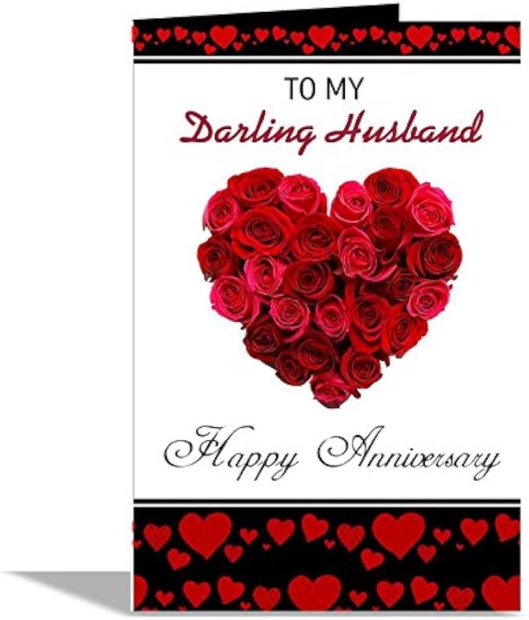 Alwaysgift Happy Wedding Anniversary Husband Greeting Card With Envelope, Romantic Anniversary Card (Design-)