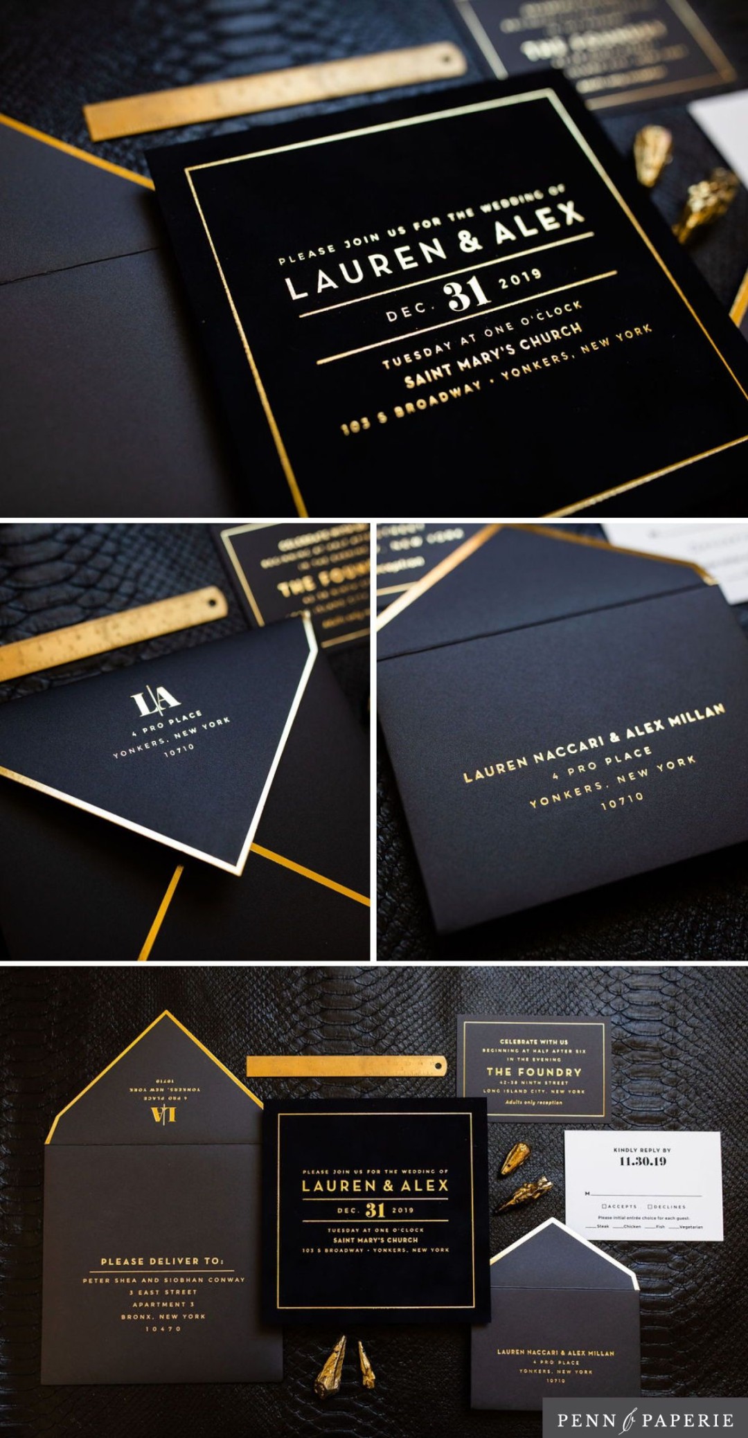 Bespoke Black Wedding Invitation