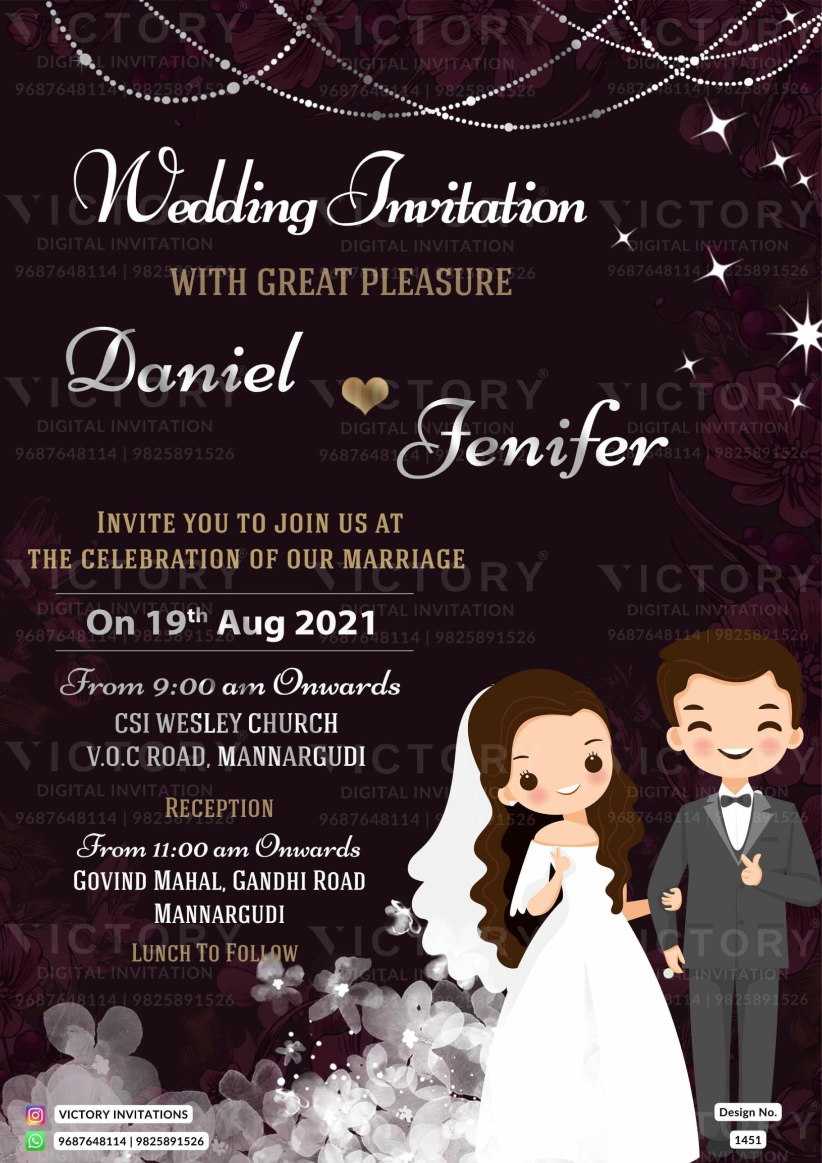 Bible verse Christian wedding ceremony invitation card of Catholic church  family in english language with Shining theme design  -