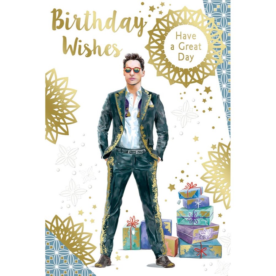 Birthday Wishes Have a Great Day Gentleman Celebrity Style Birthday Card