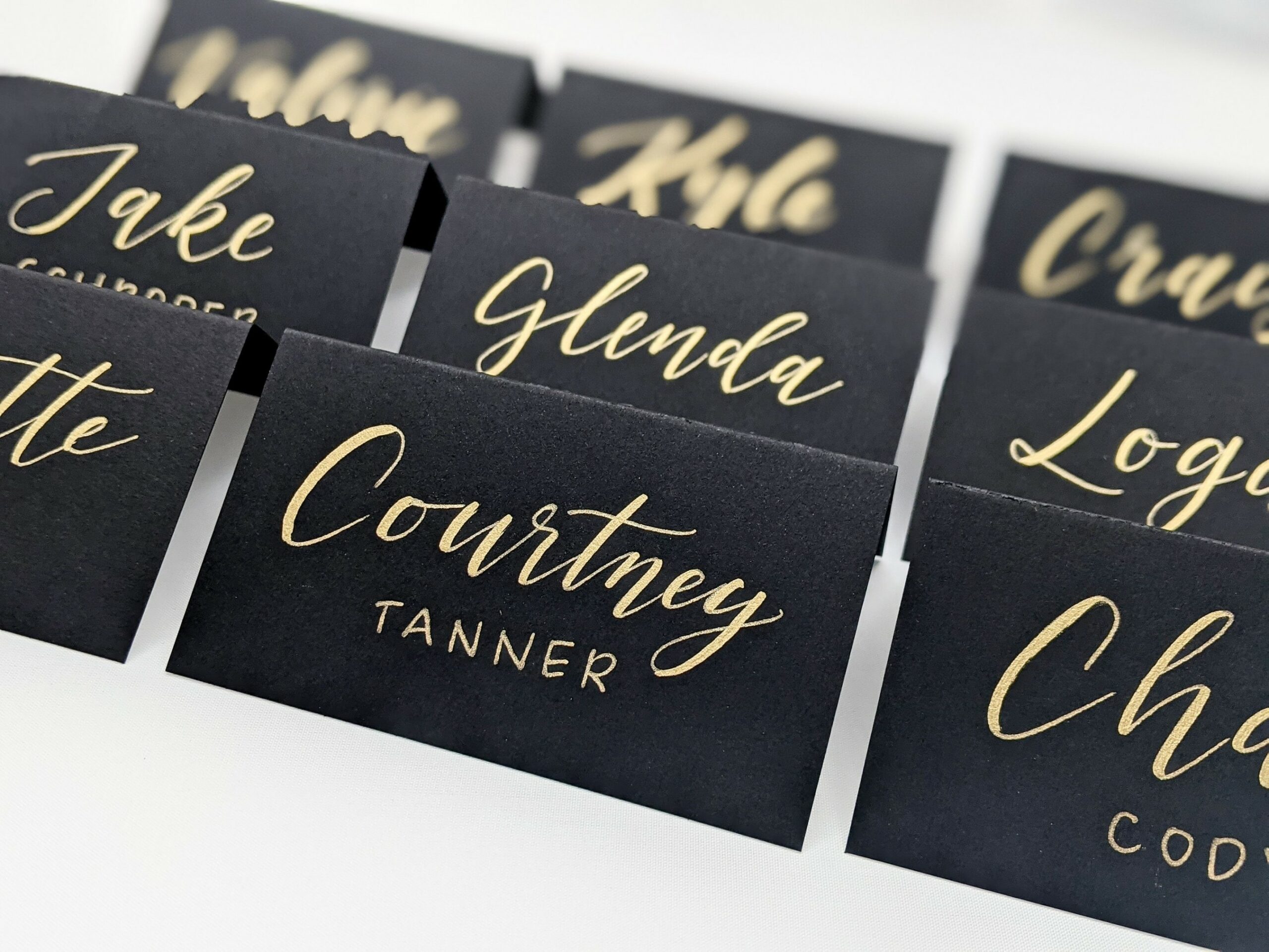 Black Place Cards Handwritten Place Cards Wedding Place Cards