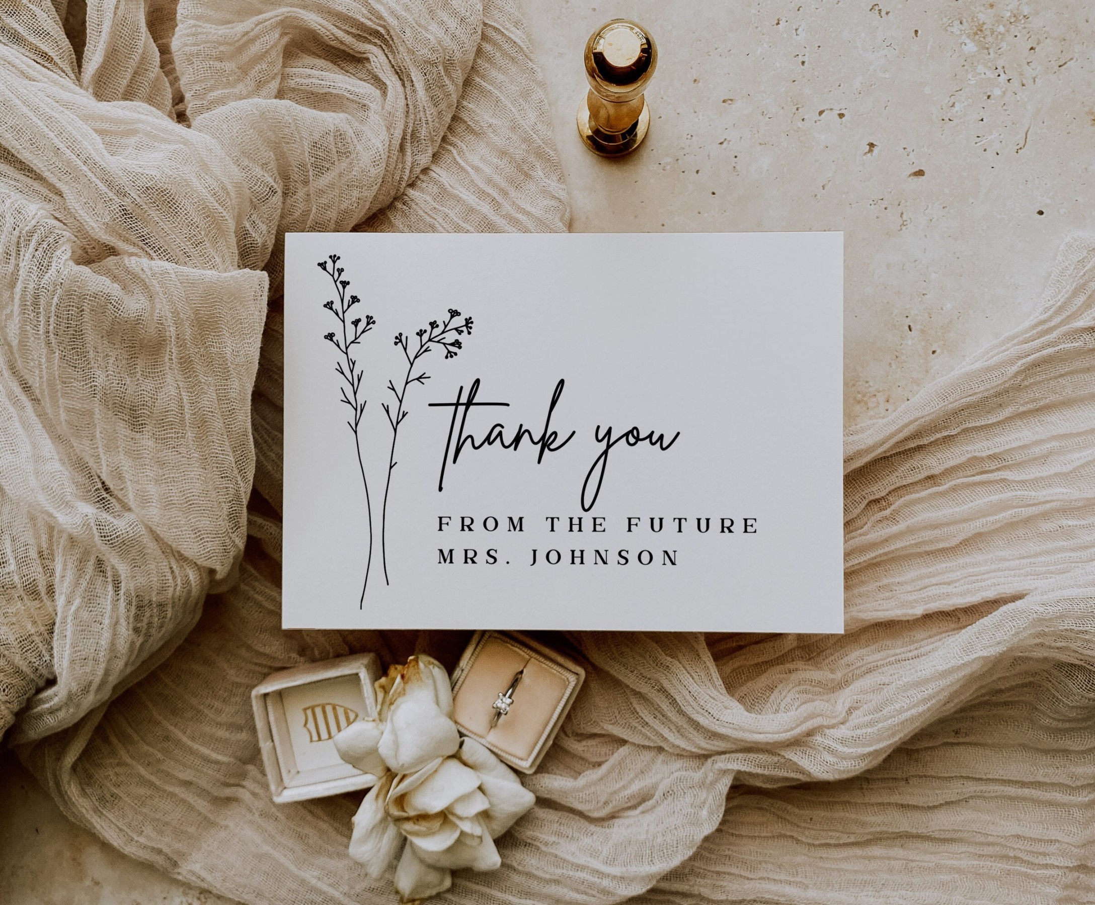 Bridal Shower Thank You Card Template Printable Modern Minimalist