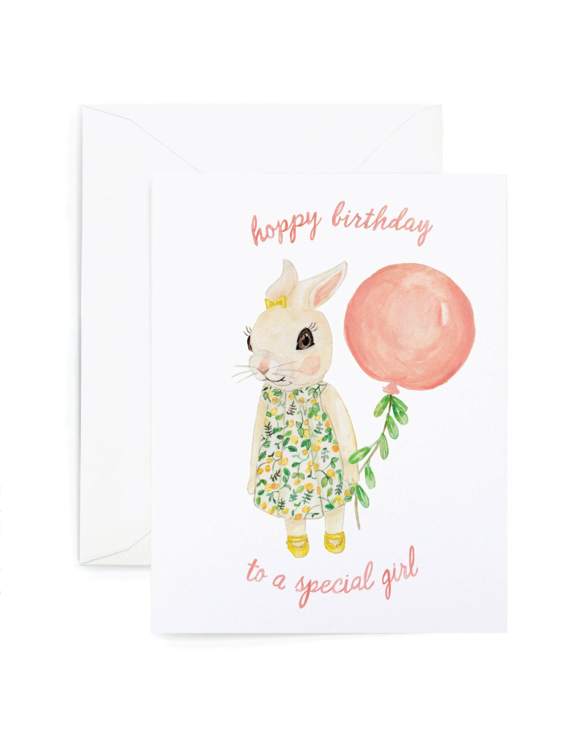 Bunny Girl Happy Birthday Card - Illustrated Cute Animal, Kids, Birthday  Greeting Card