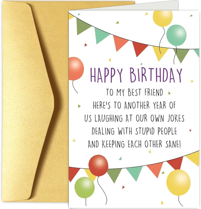 Chenive Funny Best Friend Birthday Card BFF Birthday Card - Here