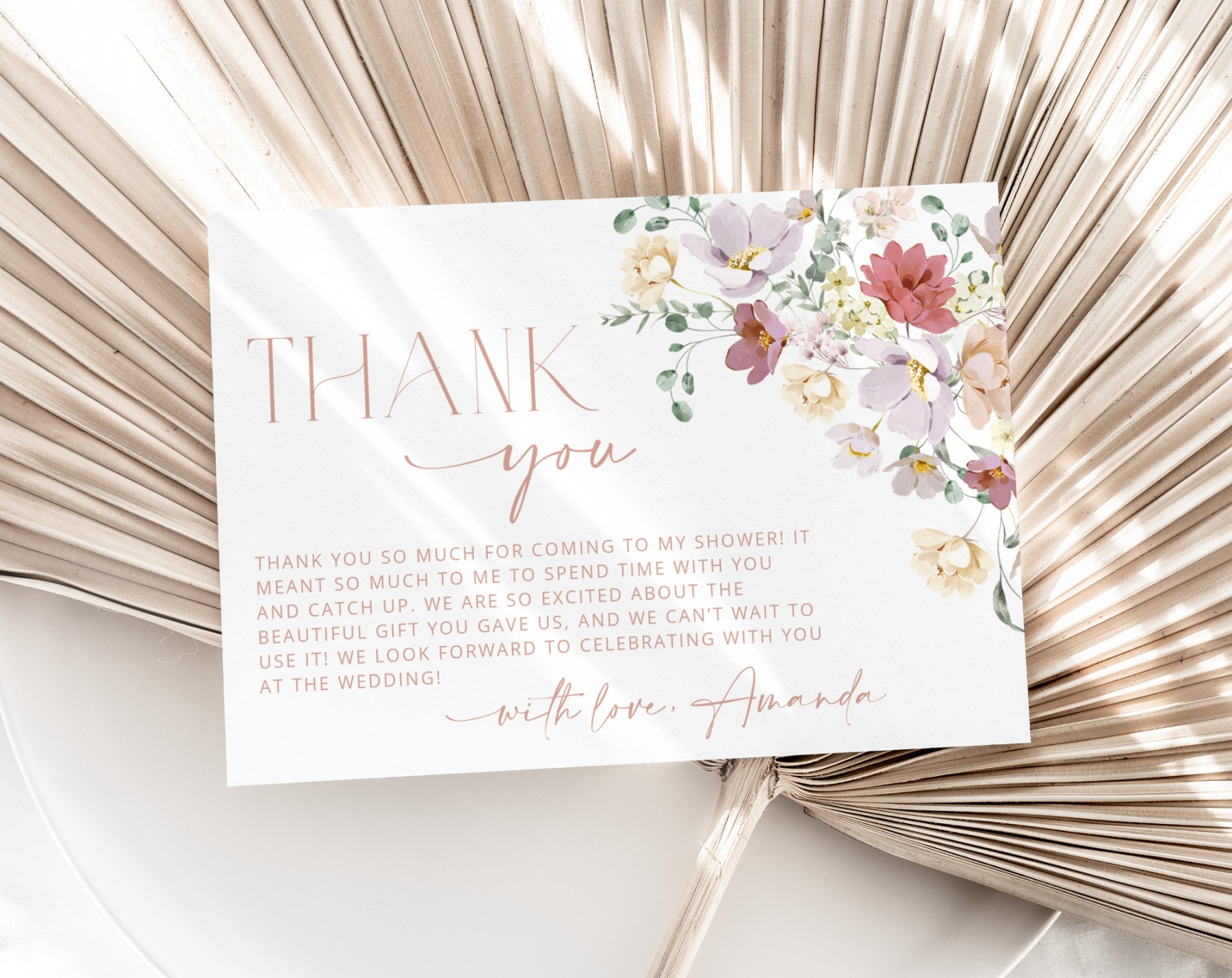 Colorful Flowers Thank You Card - Bridal Shower Stationery