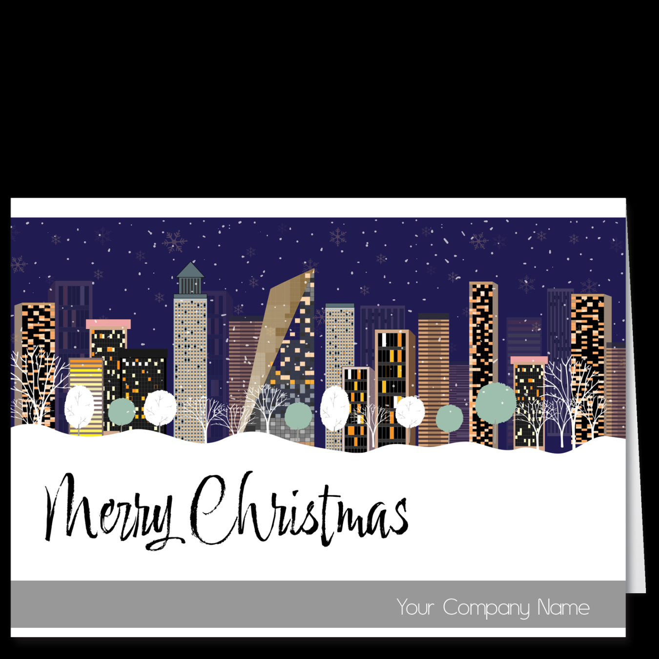 Corporate Christmas Card Holiday Skyline Business Christmas