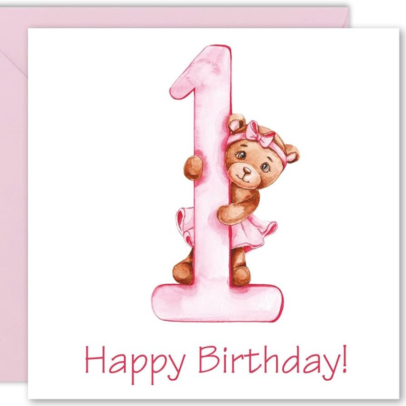 Cult Kitty Birthday Cards for Girls - Baby Bear -st Birthday Card Girl, Birthday Card Year Old Girl, Birthday Cards for Girls