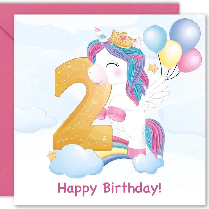 Cult Kitty Birthday Cards for Girls - Unicorn nd - nd Birthday Card Girl,  Birthday Card  Year Old Girl, Birthday Cards for Girls