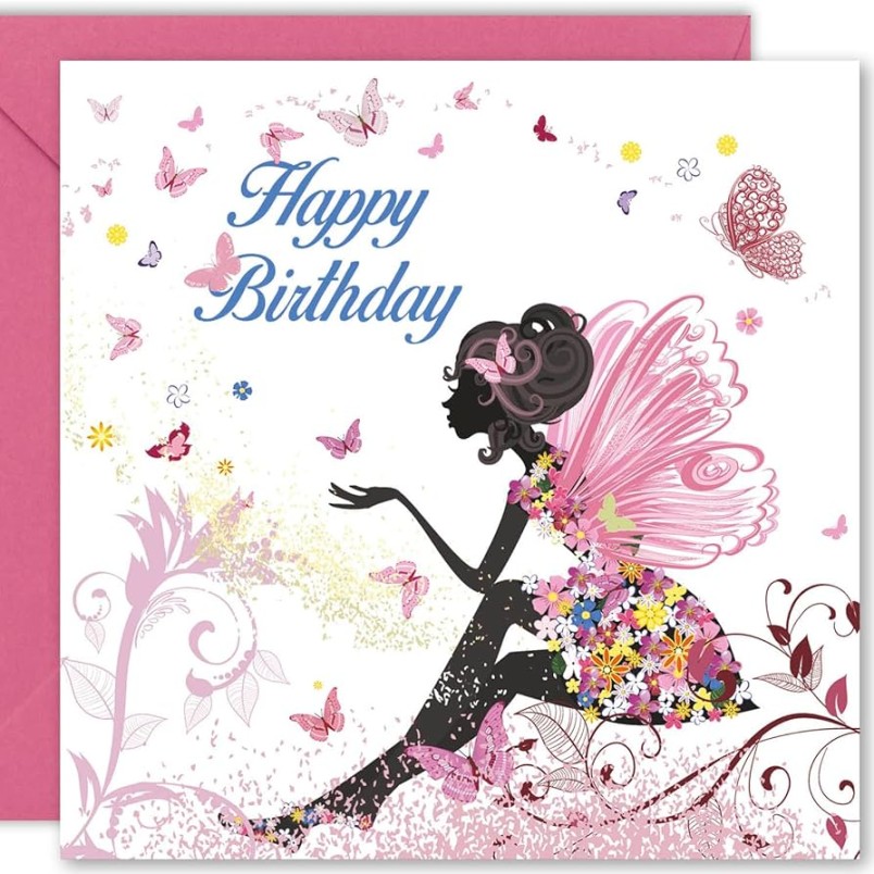 Cult Kitty Fairy Happy Birthday - Pretty Birthday Card for a Girl - Thick  Premium Birthday Card for Women, Great Pretty or Girl Card with Colourful