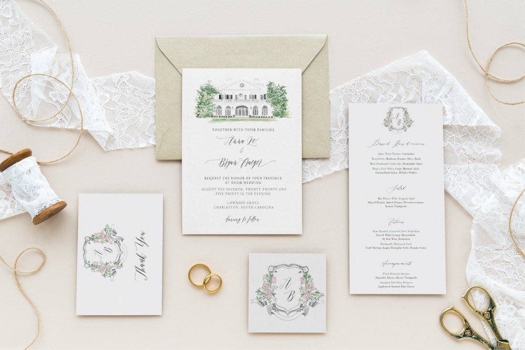 Custom Wedding Invitation Suites  Rebecca Illustrated – Rebecca