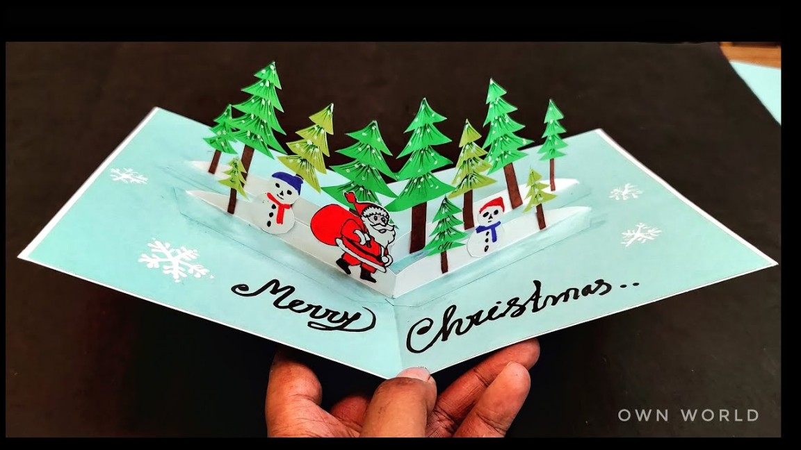 D Christmas Pop Up Card How to make a D Pop Up Christmas Greeting Card DIY Tutorial