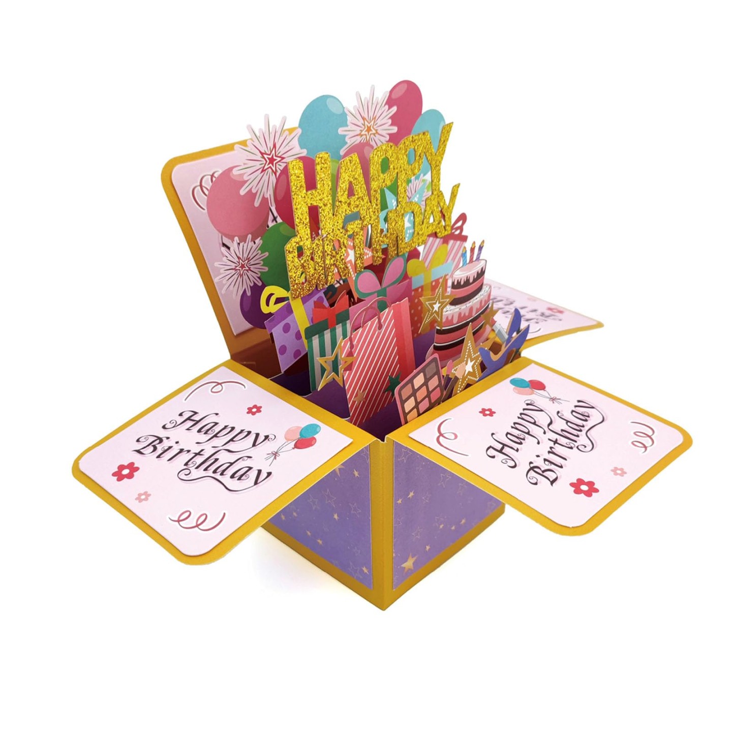 D Happy Birthday Gift Card, Paper Pop Up Birthday Cards, Greeting Cards with Blank Card and Envelope, Unique Birthday Gifts for Women, Men, Mum, Dad,