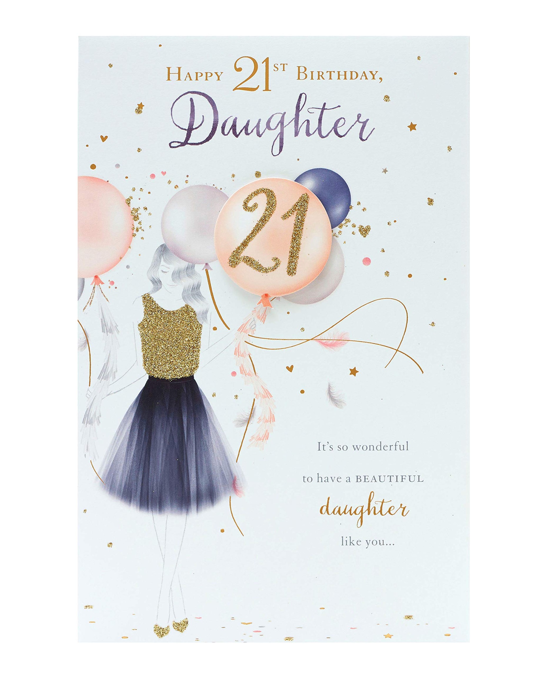 Daughter st Birthday Card - Daughter Birthday Card - st Birthday Card  for Women - Gold Glitter