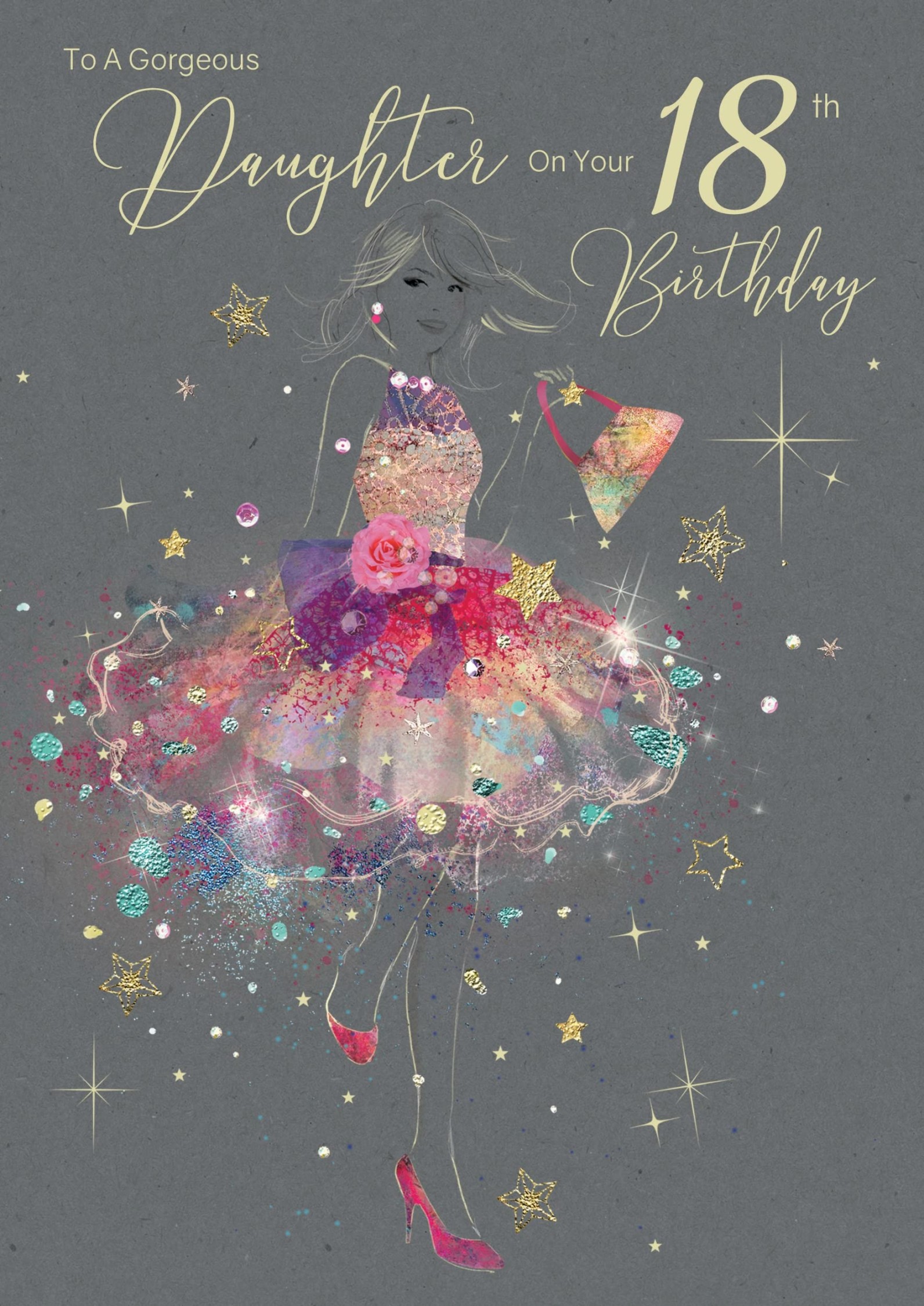 Daughter th Birthday Card From The Gorgeous Grace Range (EL) Glitter  and Foil Card With Gold Envelope (th Birthday)