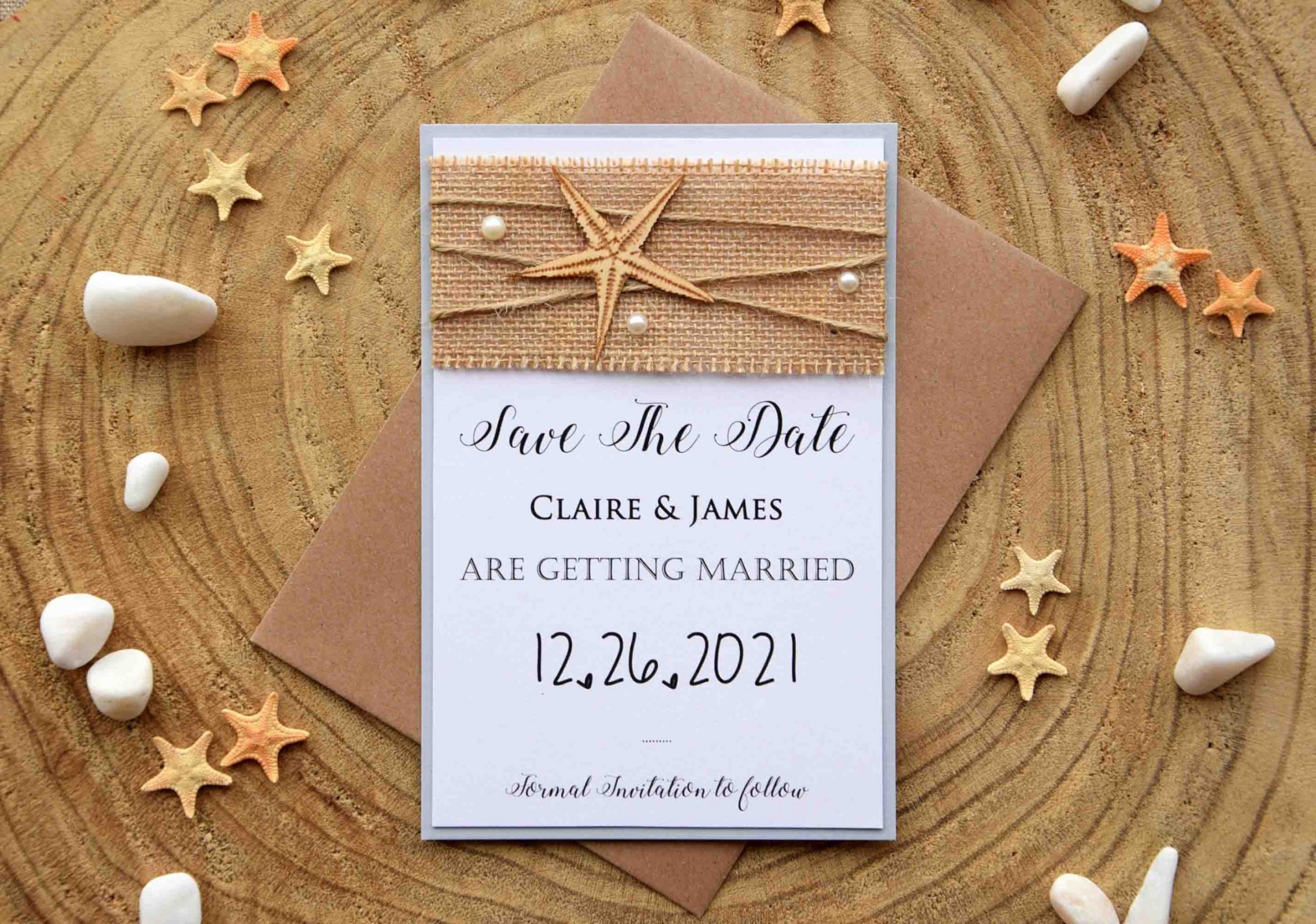 Destination Wedding Save The Dates, Starfish Save The Date Cards