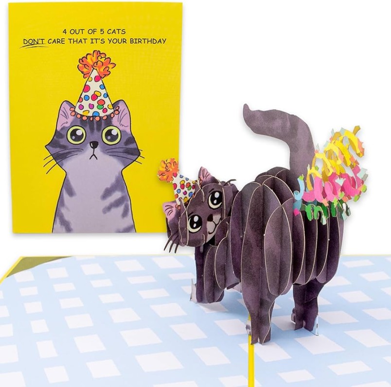 Dirty Pop Cards,Purr-fect D-Pop-Up-Karte, Katzenkonfetti, lustige Geburtstagskarte, Katze Mama oder Papa Bday Popup-Karten für Ehemann, Ehefrau,