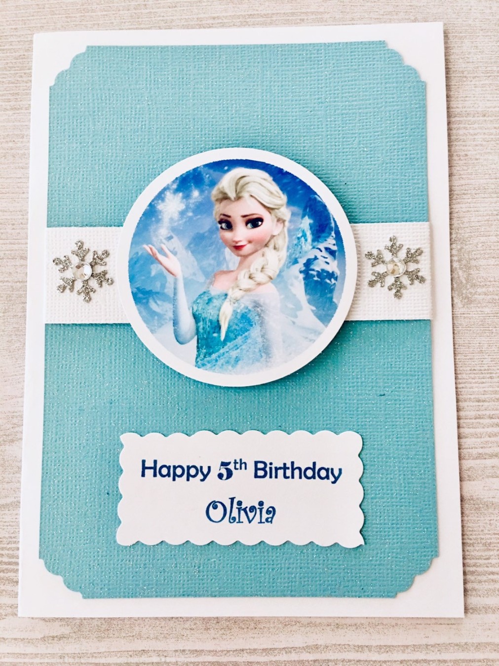 Elsa Inspired Birthday Card, Free Personalize, Frozen Card, Disney