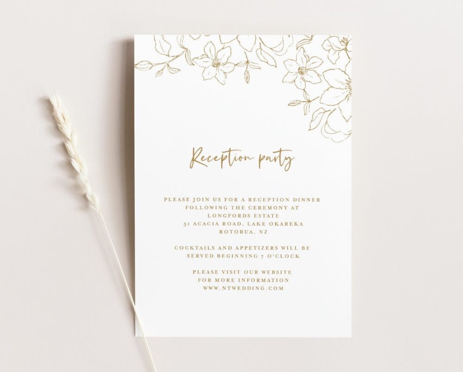 Floral Wedding Reception Invitation Card – TimberWink Studio AU