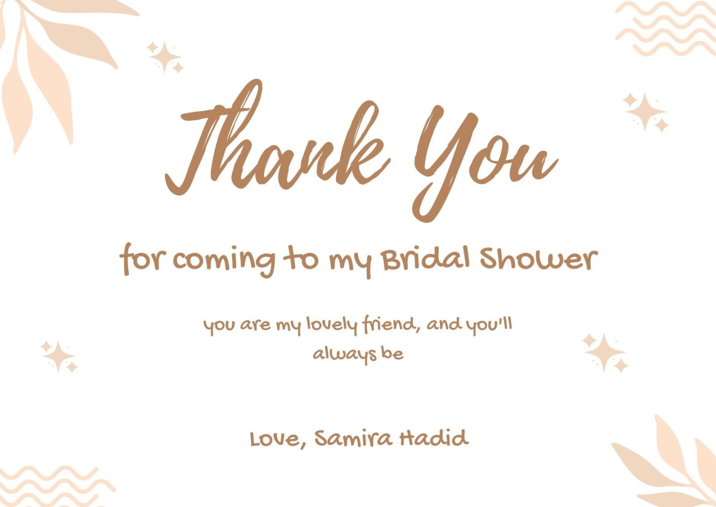 Free custom printable bridal shower thank you card templates  Canva