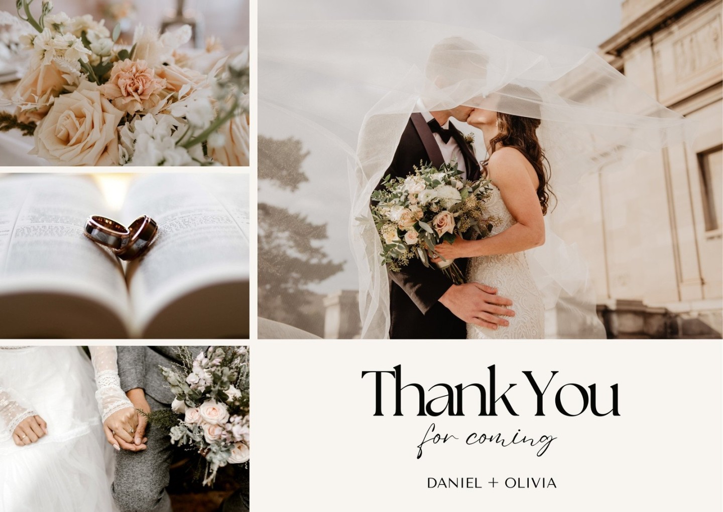 Free custom printable wedding thank you card templates Canva