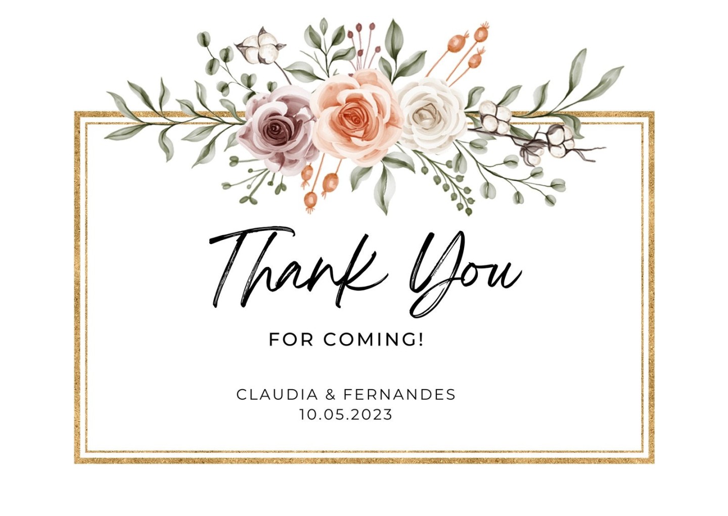 Free custom printable wedding thank you card templates Canva