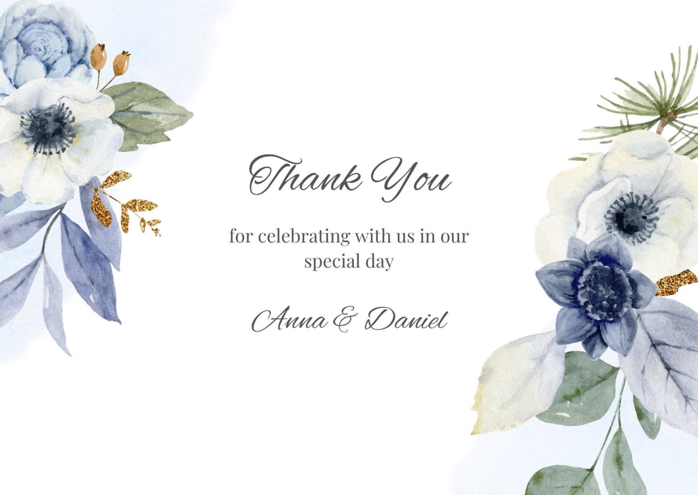 Free custom printable wedding thank you card templates Canva