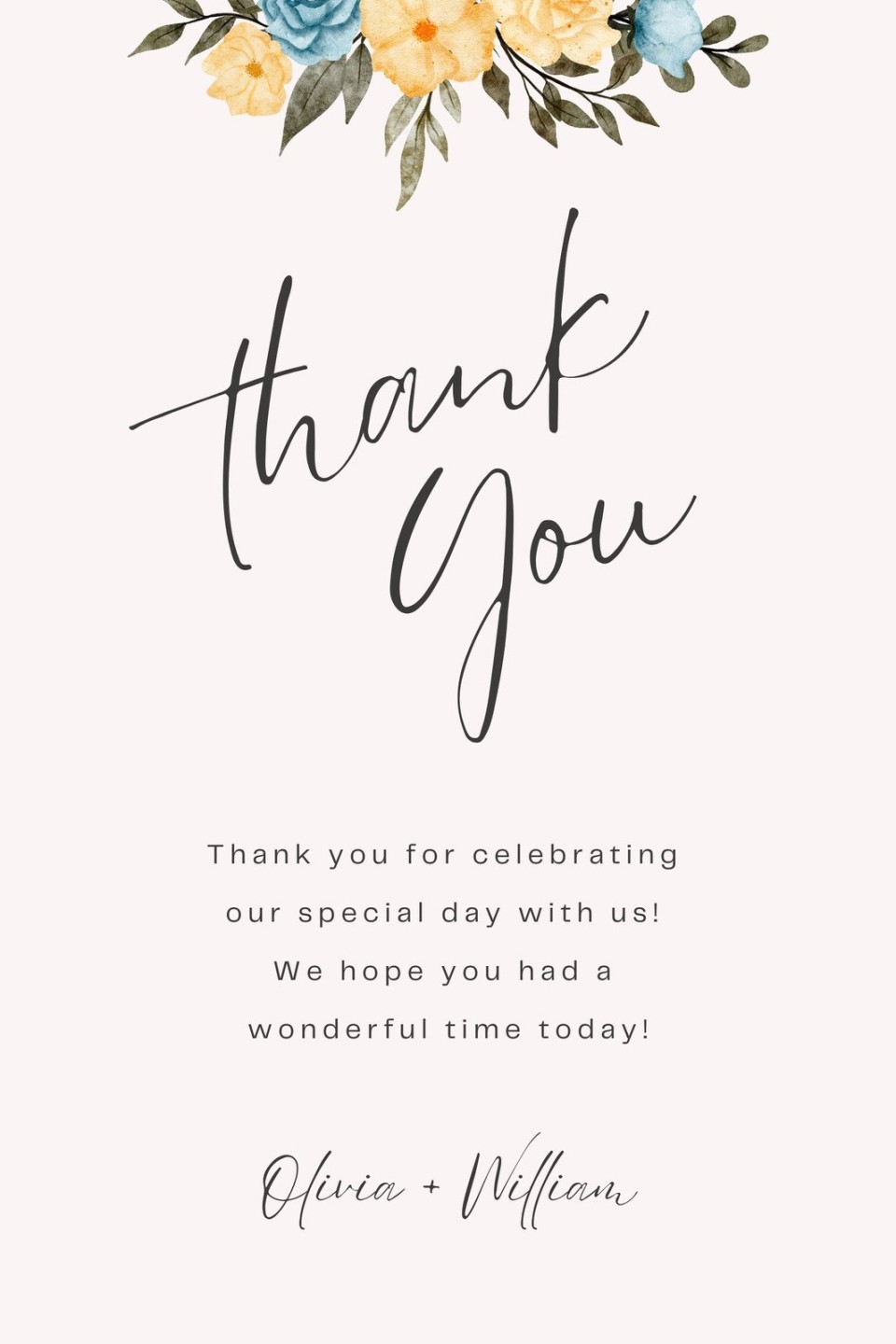 Free custom printable wedding thank you card templates Canva