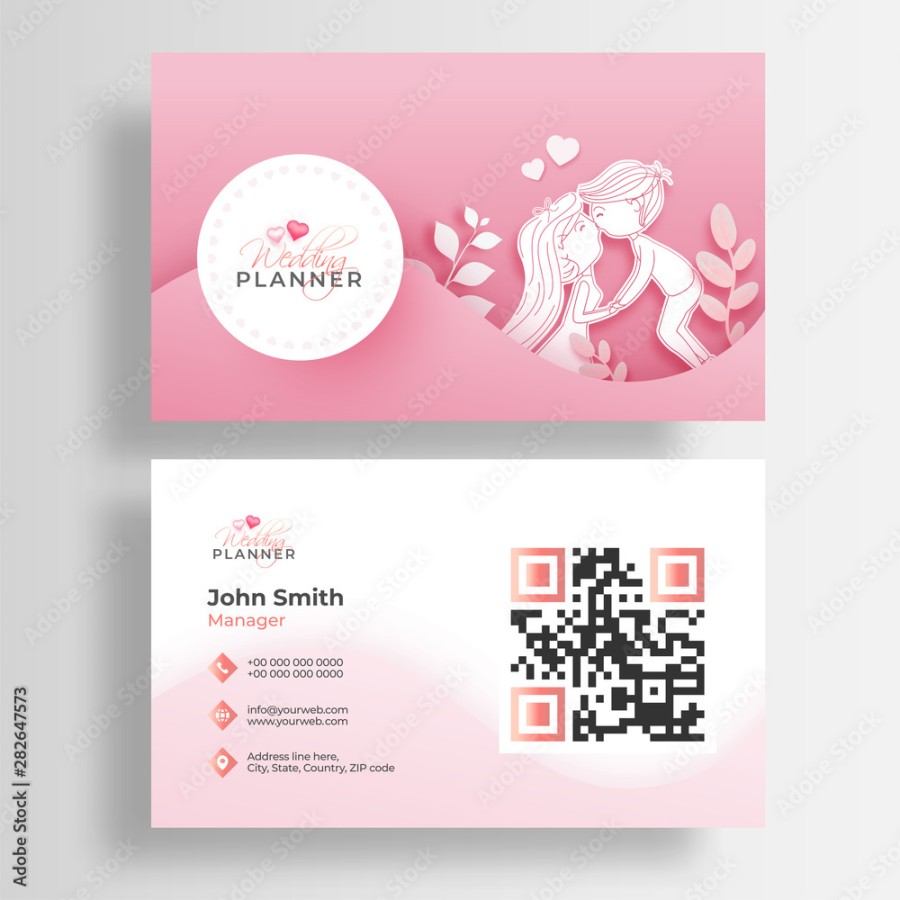 Front and back view of Wedding Planner business card or visiting