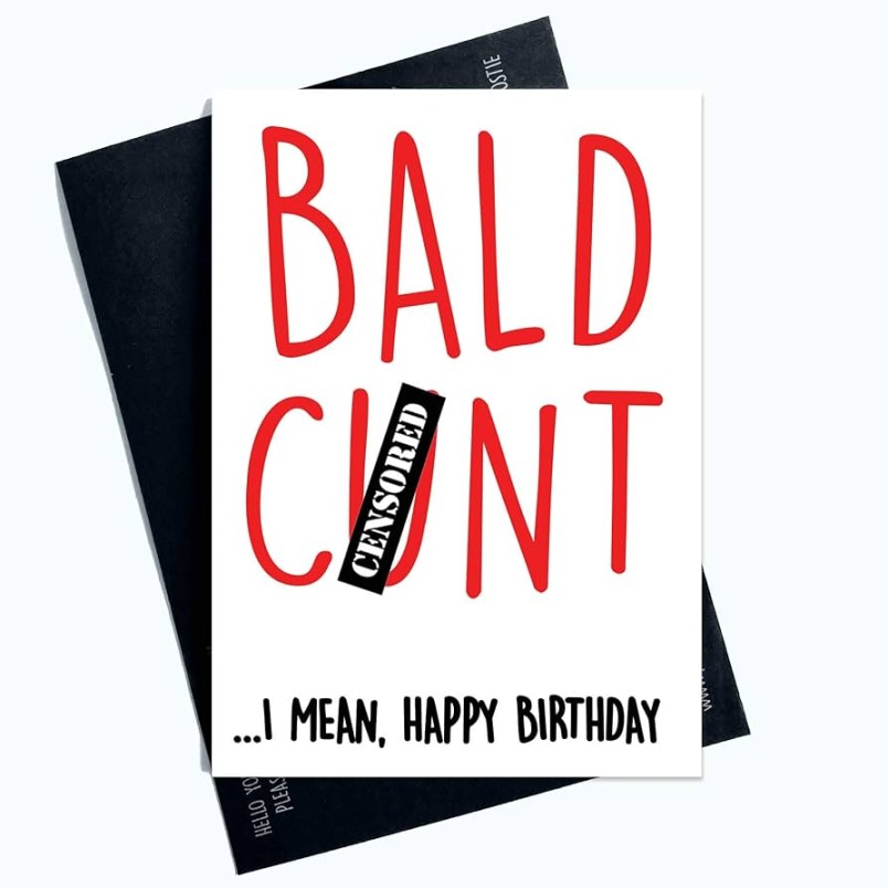 Funny Rude Adult Birthday Cards Bald Cnt Happy Birthday Card Friend Joke PC