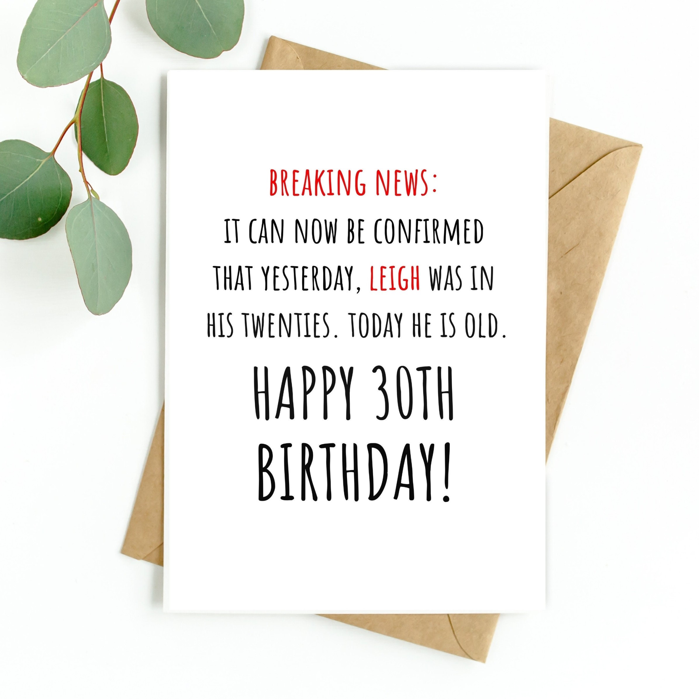 Funny th Birthday Card for Her for Him, th Card for Husband Wife  Boyfriend Girlfriend Son Daughter Brother Sister Friend,Personalised,