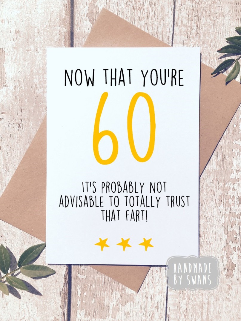 Funny th birthday card, sixtieth birthday, funny card, funny birthday  card for her, for him, sixty, special age, funny dad birthday