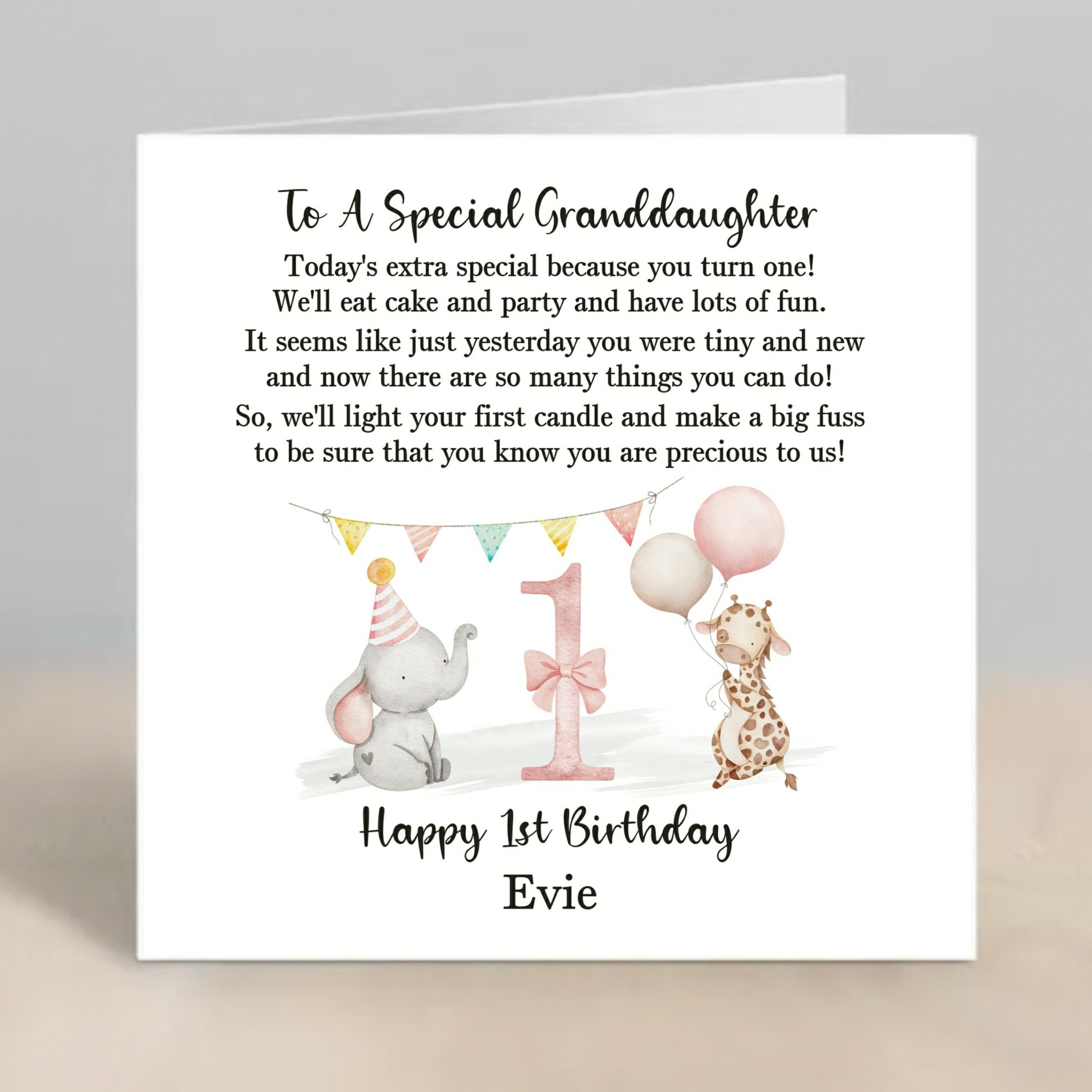 GRANDDAUGHTER st Birthday Card Personalised Granddaughter First Birthday  Card Granddaughter Safari Jungle st Birthday Card