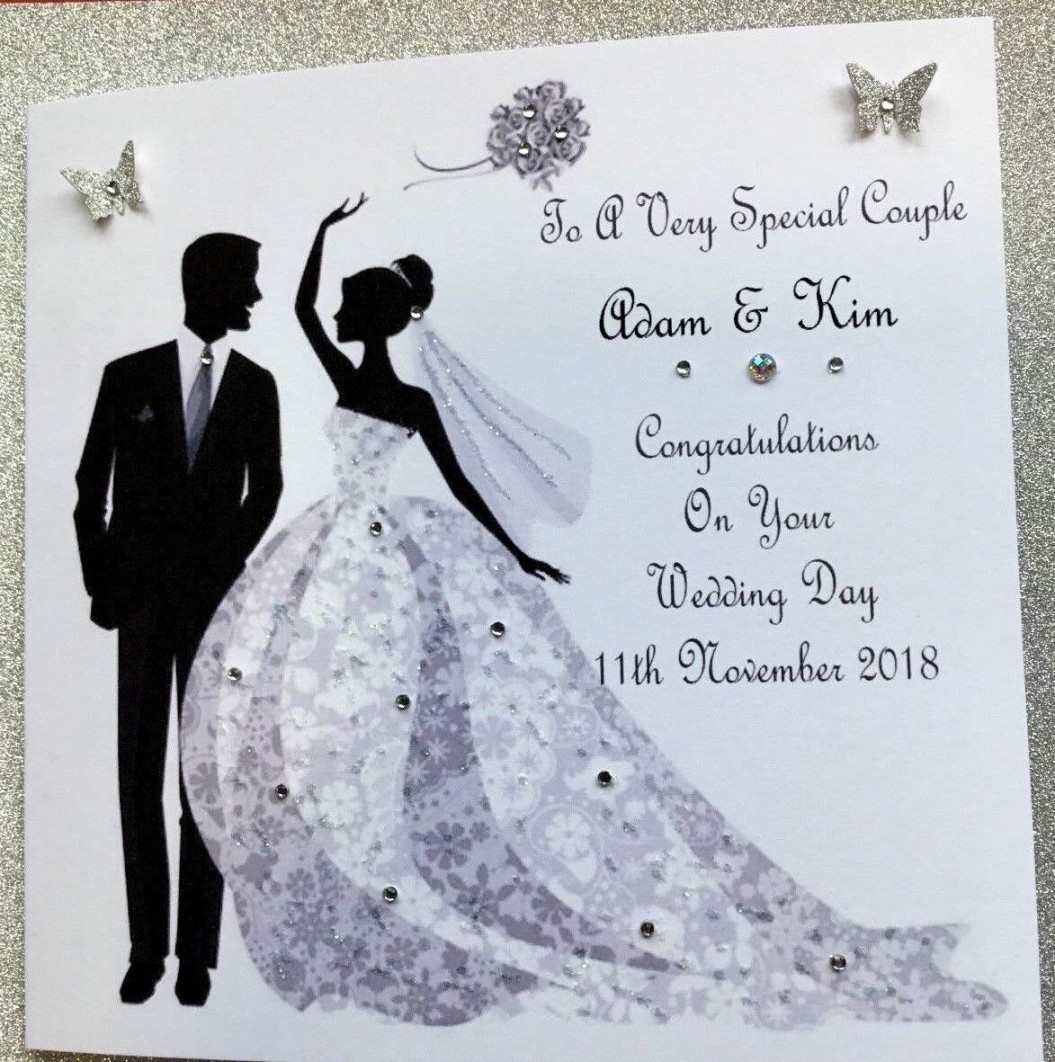 HANDMADE PERSONALISED WEDDING BRIDE & GROOM CONGRATULATIONS CARD