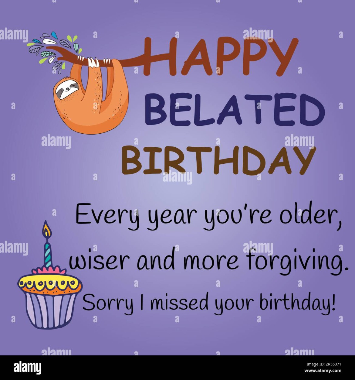 Happy belated birthday funny Stock Vector Images - Alamy