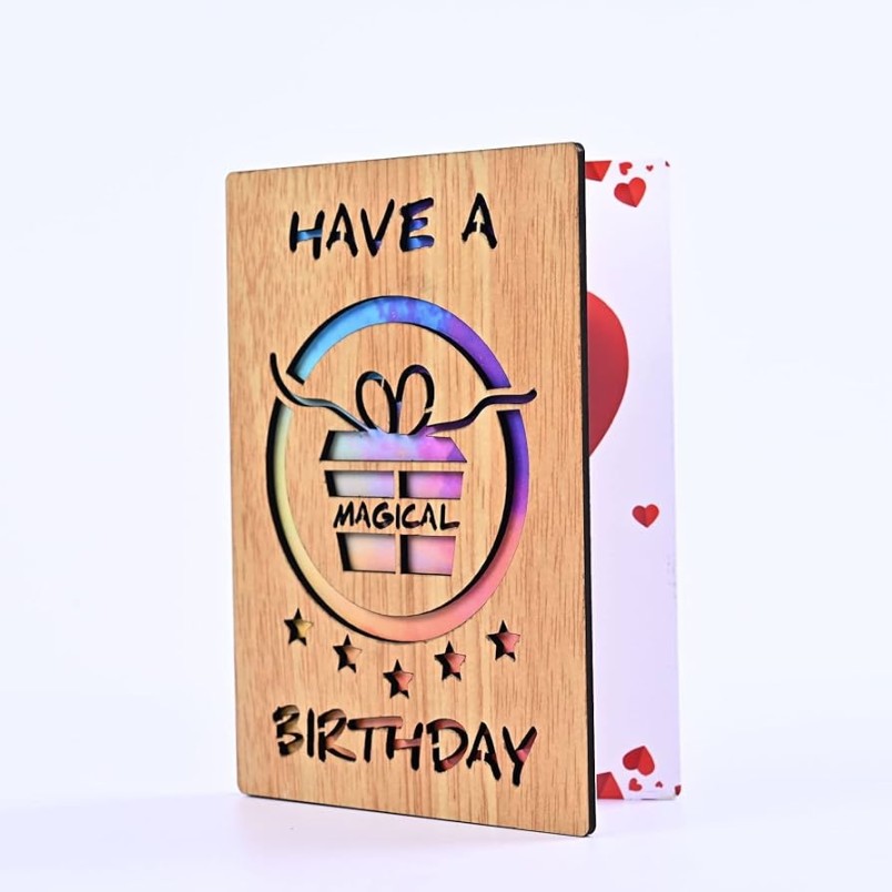 Happy Birthday Card, Birthday Design Gift Card, Premium Wooden Greeting  Cards Handmade Thank You Birthday Card for Women, Men, and Kids, Blank  Inside