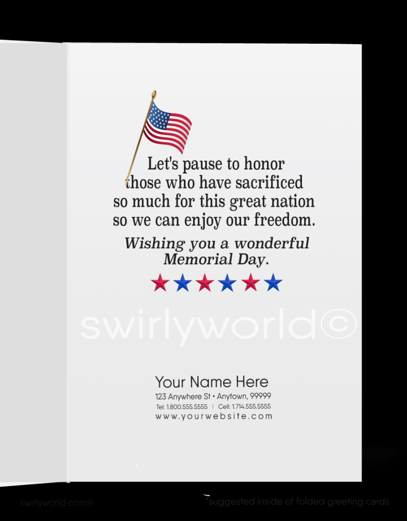 Happy Memorial Day Greeting Cards for Customers