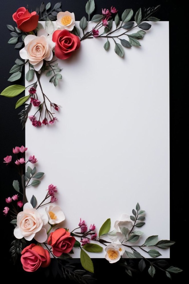 High Resolution Printable Greeting Card Template, Roses , Blank