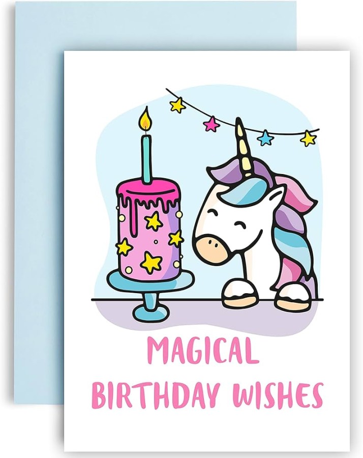 Huxters Unicorn Birthday Card for Girls and Kids - A Unicorn Happy  Birthday Card - Unique Gift for Kids - Includes Envelope - Funny Slogan