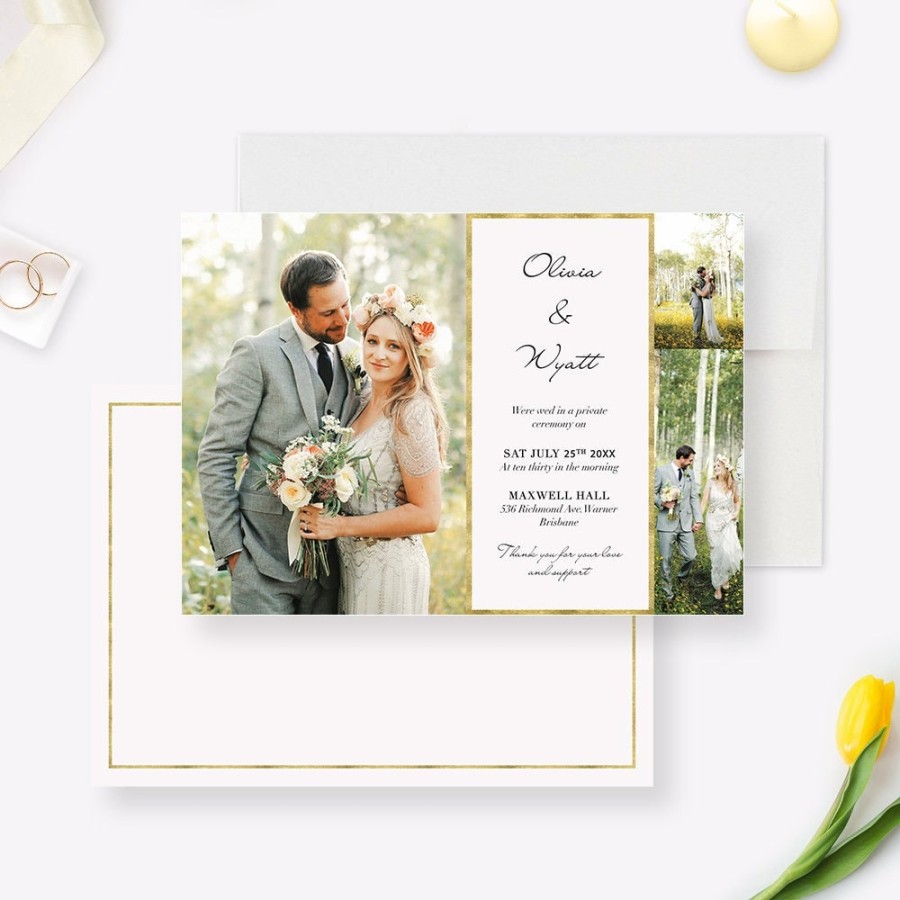 Just Married Wedding Announcement Card, Modern Photo Elopement