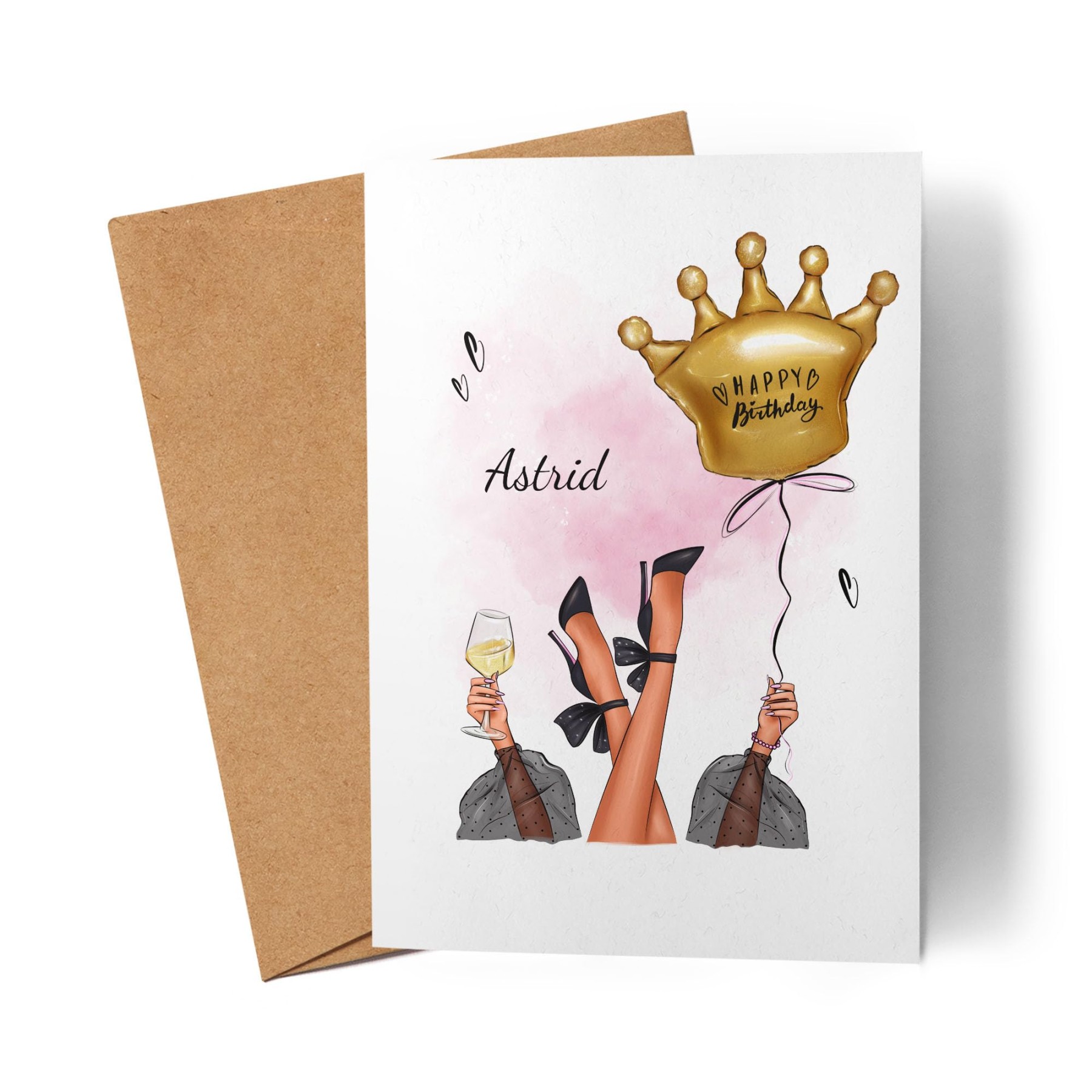 Kiddle-Design Personalised Birthday Card for Women and Girls - Gift for and th Birthday Card Money Gift