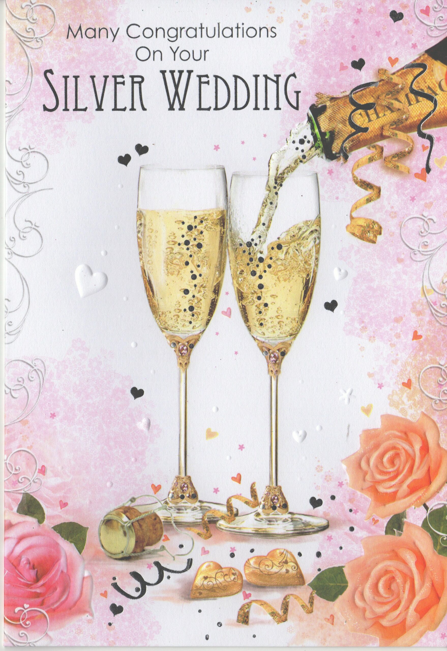 Luxury Silver Wedding Anniversary Card Years of Marriage