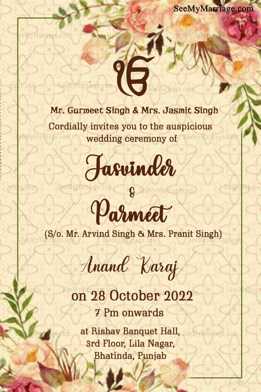 Punjabi Marriage Card Designs: Elegant Invitations For Your Special Day