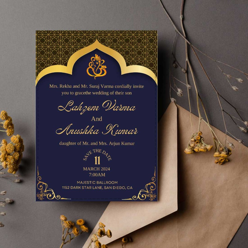 Marriage Invitation Card - Custom Unique Wedding Card-x inches