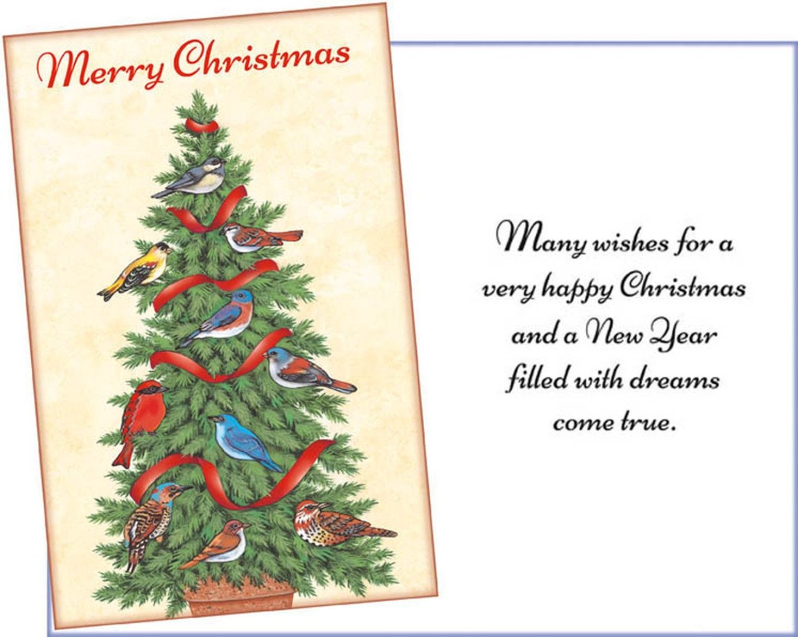 Merry Christmas Bird Tree Card