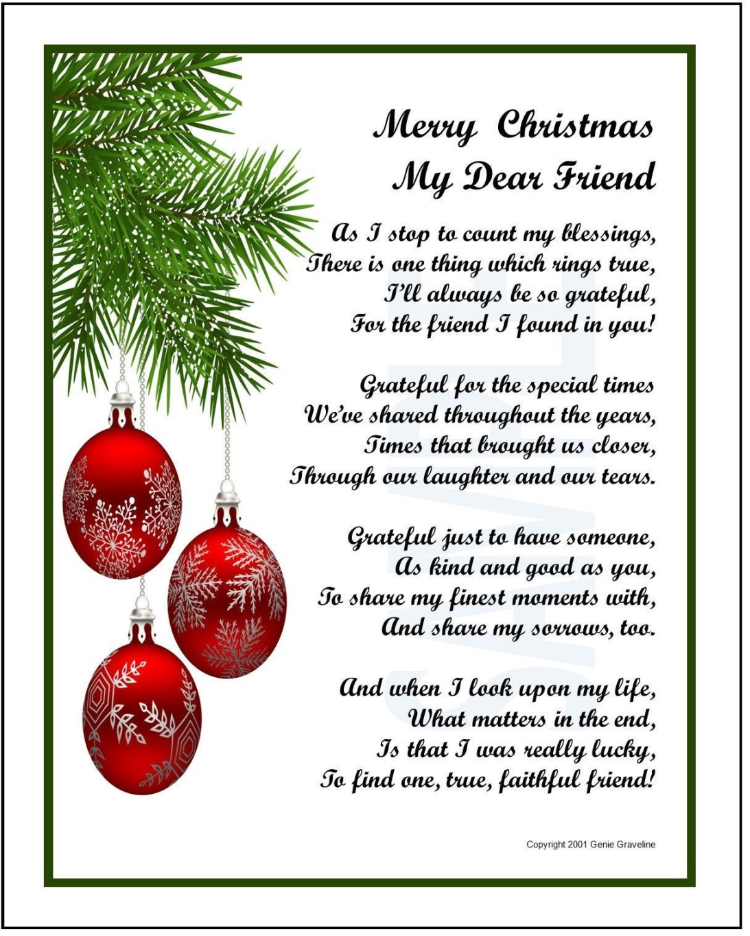 Merry Christmas Friend Poem, DIGITAL DOWNLOAD, Christmas Gift