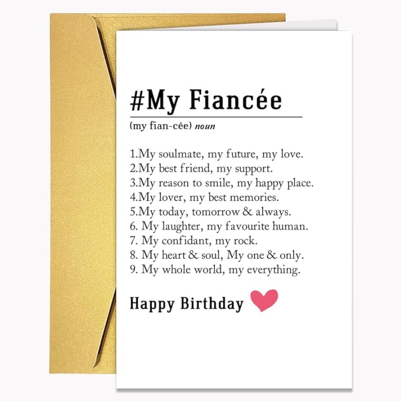 MOCO PAPER Fiancee Definition Birthday Card - Romantic Card for Fiancé -  Birthday Card for Her - Printed Card for Wife To Be - Poem Card for Wife To