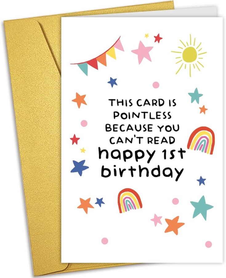 Nchigedy Cute Baby Birthday Card, Happy First Birthday Card for Baby, Funny st Birthday Card for Son Daughter, Happy Year Old Card