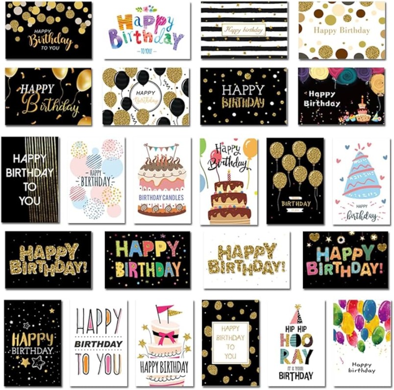 Pack of  Birthday Cards with Envelopes, Different Patterns, Birthday  Cards Set with Envelope, Folding Cards, Blank Cards, Birthday Card, Best  Friend