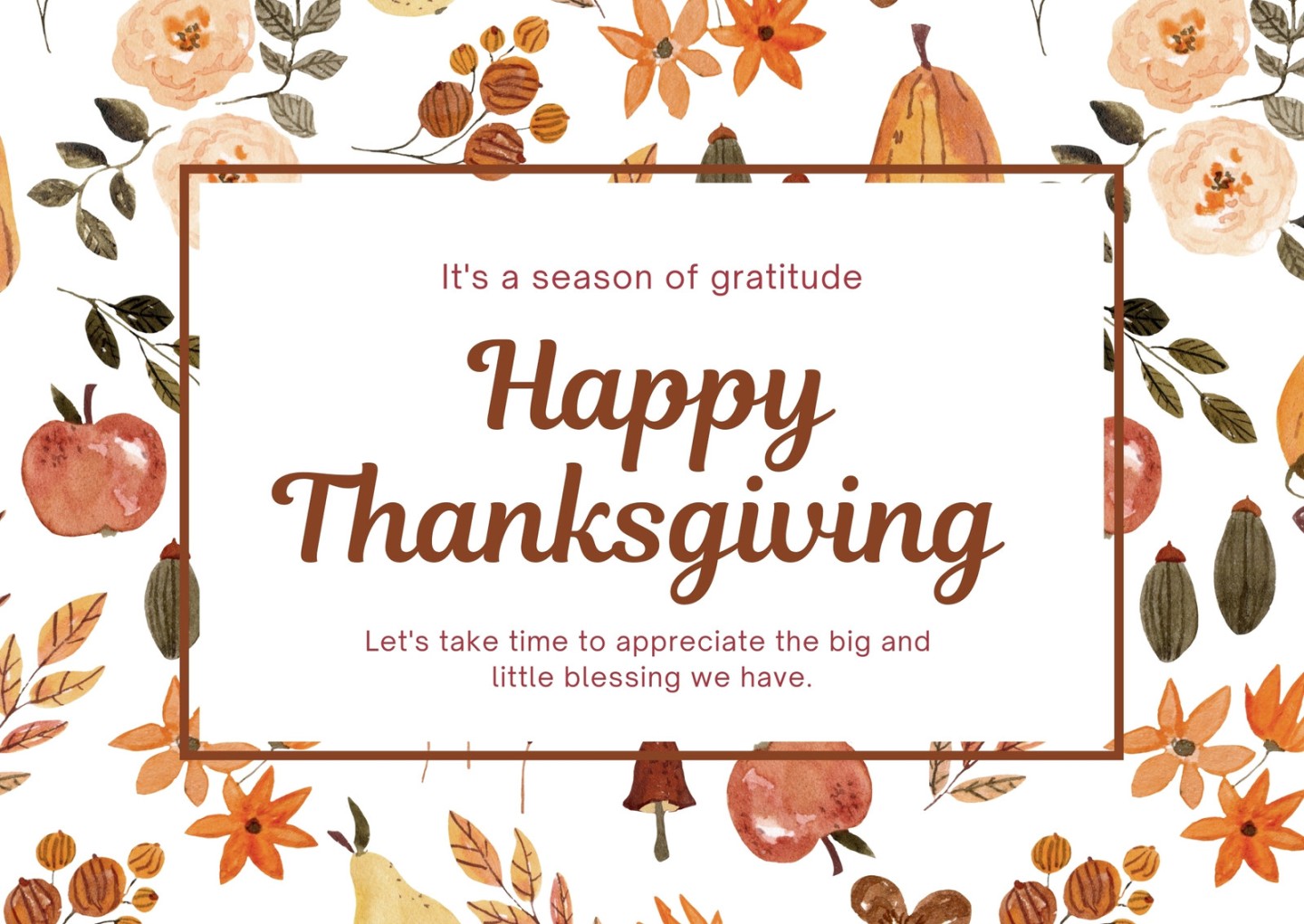 Page - Free printable, customizable Thanksgiving card templates